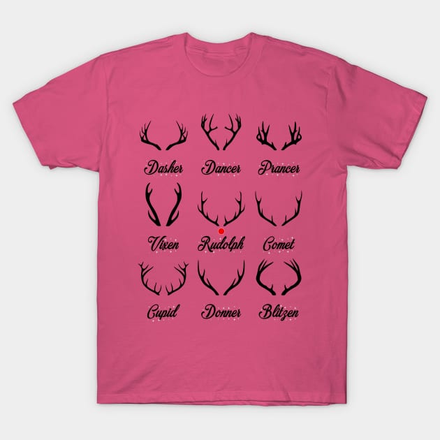 Santa's Reindeer Antlers T-Shirt by kevfla